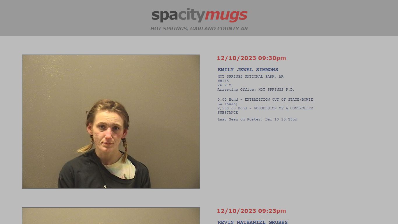 Mugshots for Garland County including Hot Springs | SpaCityMugs.com