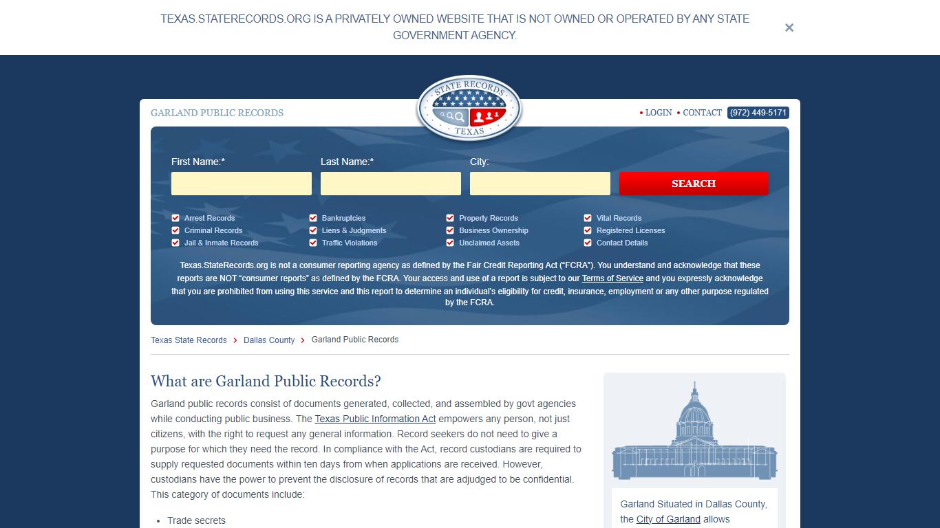 Garland Arrest and Public Records | Texas.StateRecords.org
